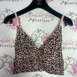 Joe fresh cheetah print bra bralette sports bra tan cream with black spotted
